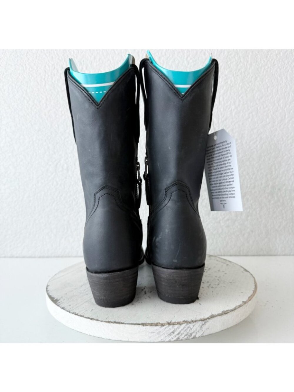 Lane PLAIN JANE Midi Cowboy Boots Womens 10 Western Black Cowgirl Short Ankle - Picture 3 of 13